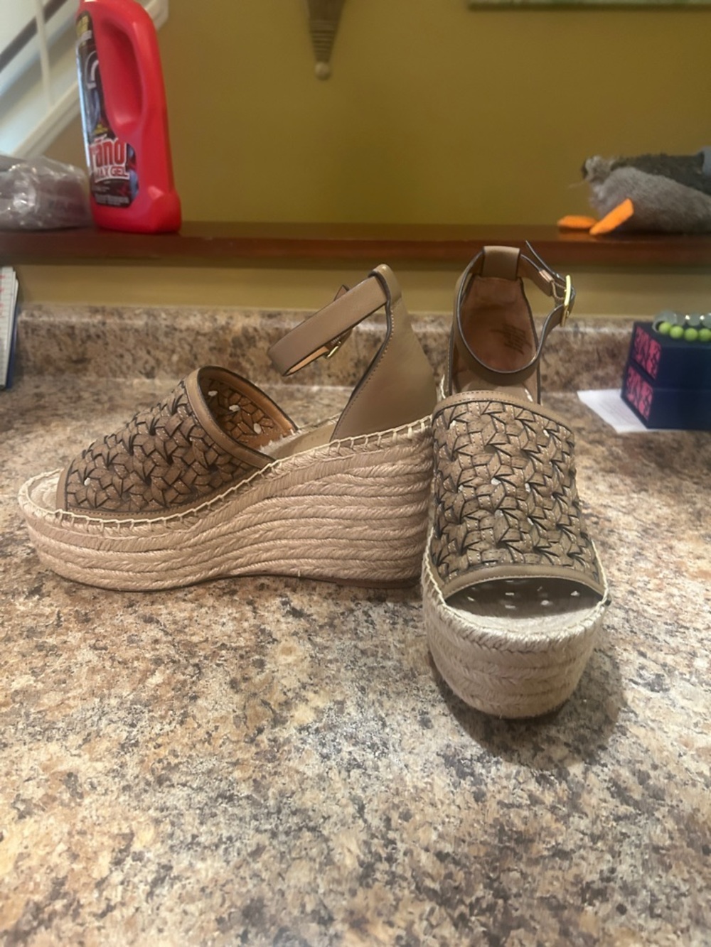 Woven Espadrille Platform Wedge Sandals - Taupe
